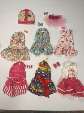 Assorted, Floral & Patterned Dog Dresses with bows